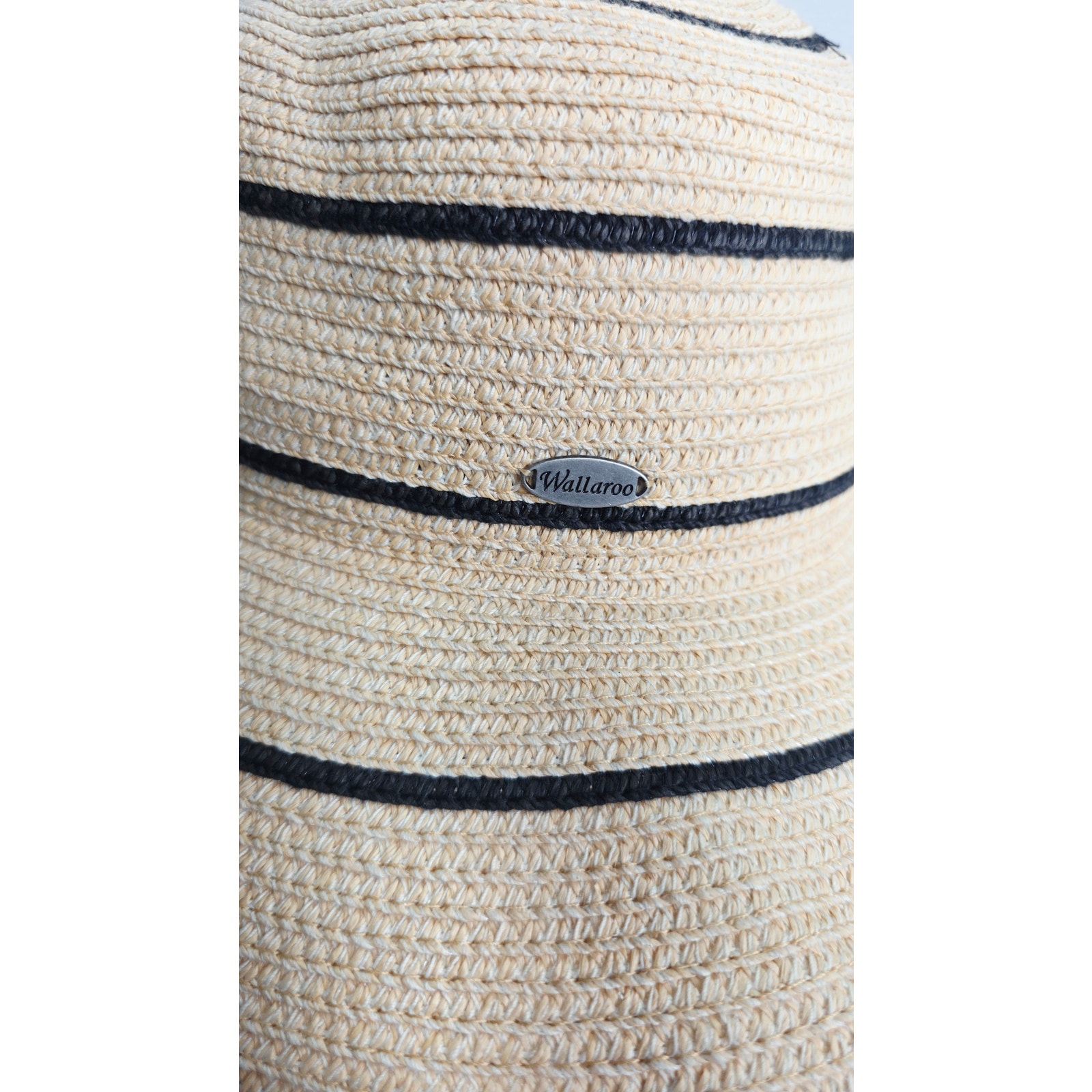 Wallaroo Savannah Wide Brim Sun Hat Beige Black Stripe Paper Braid Packable — image 2 of 8